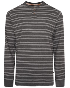 KAM – Henley-T-Shirt mit langen Ärmeln und geprägtem Waffelstreifen, Anthrazit